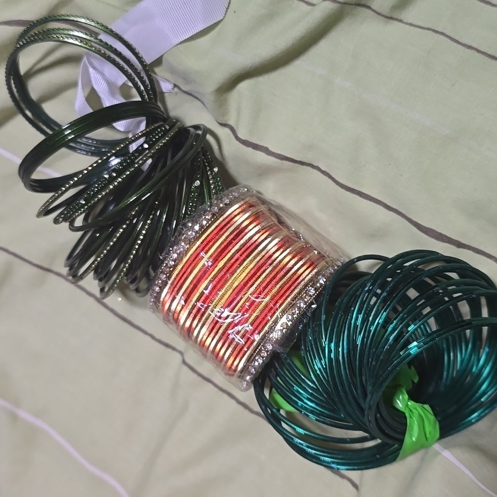 Bangles green and orange size 2.6